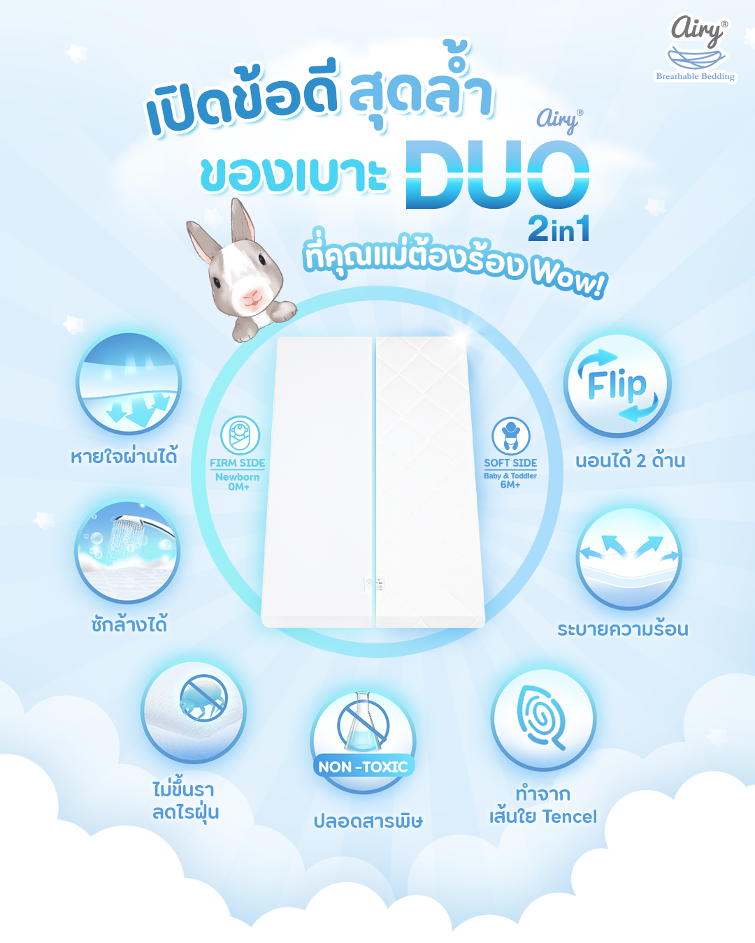 เบาะนอนหายใจผ่านได้สำหรับทารก 4枚目