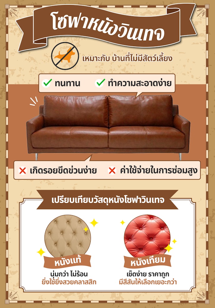โซฟาหนังวินเทจ