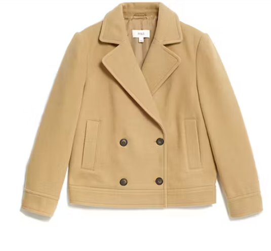 Double Breasted Short Peacoat With Wool 1