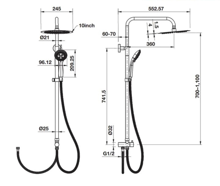 SHOWER COLUMN 245 WITH DIVERTER 3
