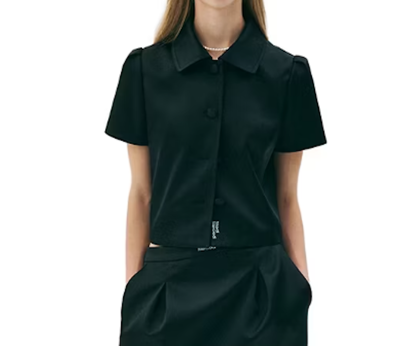 Satin Cropped Jacket Half Sleeve 1