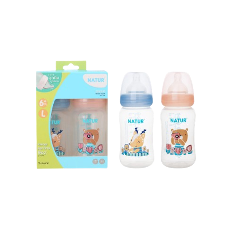 ขวดนมคอกว้าง น้ำเงิน-ส้มโอรส 9oz 3