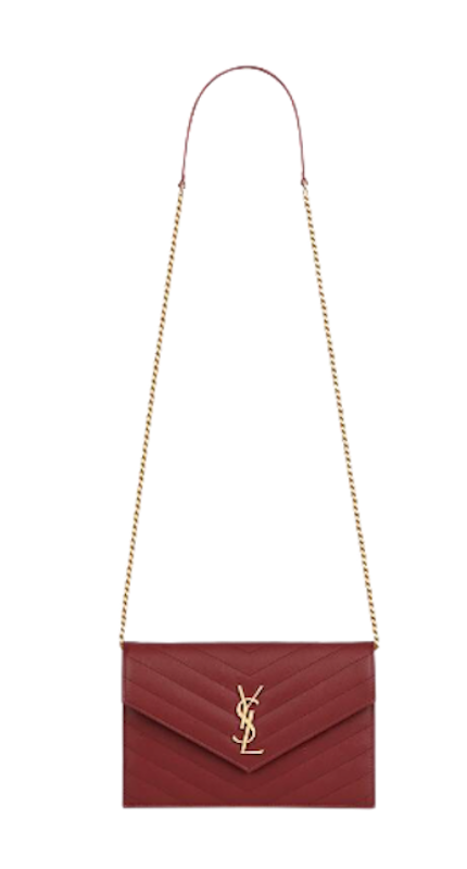 กระเป๋าแบรนด์เนม ราคาไม่เกิน 50,000 รุ่น Cassandre Saint Laurent Matelassé Envelope Chain Wallet In Grain De Poudre Embossed Leather 5