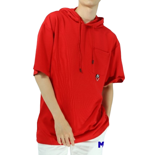 เสื้อยืดหมวกแขนสั้น Basic Hoodie 2