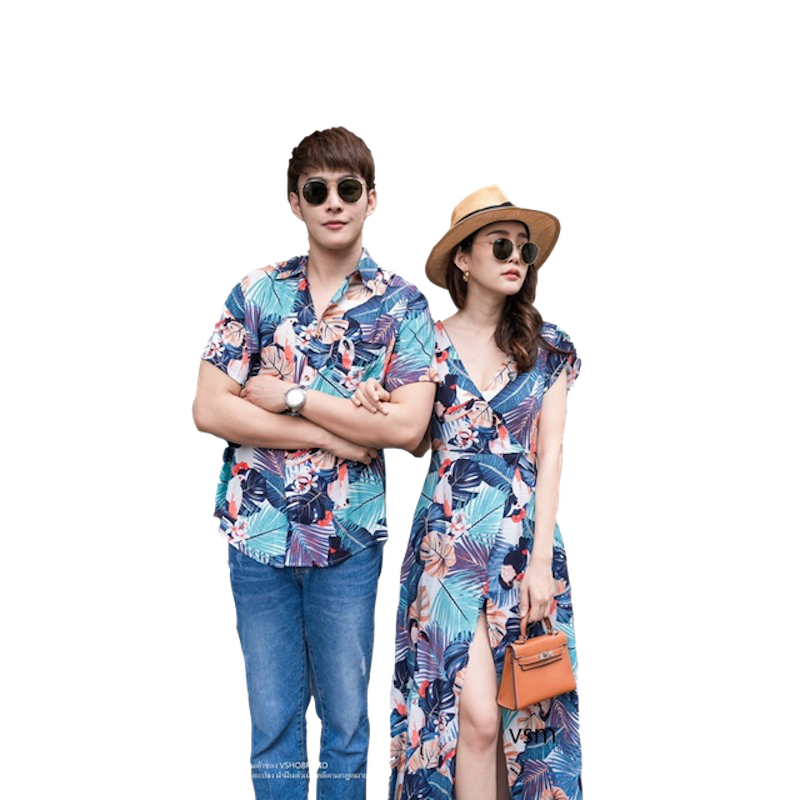 ชุดคู่รักไปทะเลลายนกแก้ว 1