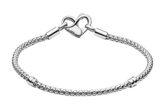 Studded Chain Sterling Silver Bracelet with Heart Clasp 2