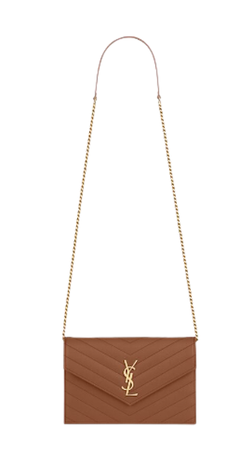 กระเป๋าแบรนด์เนม ราคาไม่เกิน 50,000 รุ่น Cassandre Saint Laurent Matelassé Envelope Chain Wallet In Grain De Poudre Embossed Leather  4