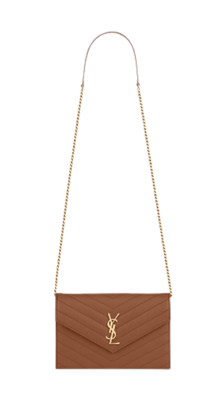 กระเป๋าแบรนด์เนม ราคาไม่เกิน 50,000 รุ่น Cassandre Saint Laurent Matelassé Envelope Chain Wallet In Grain De Poudre Embossed Leather 4
