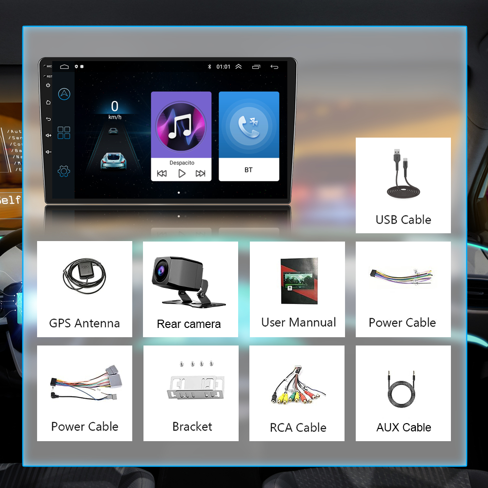 เครื่องเล่นแอนดรอยด์ในรถ CarPlay 4RAM + 32G จอ 9" 2