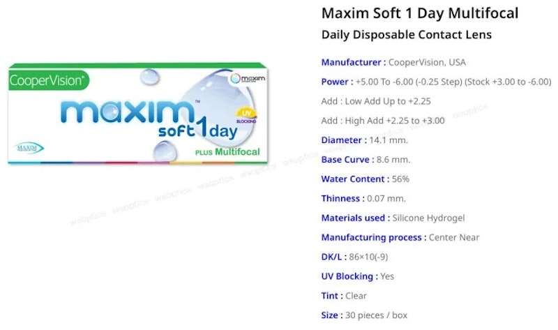 คอนแทคเลนส์ Soft 1 Day Multifocal 2