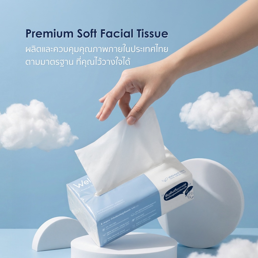 ทิชชู่เช็ดหน้าพรีเมียม Premium Soft Facial Tissue 3