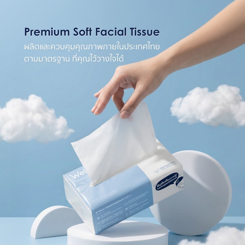 ทิชชู่เช็ดหน้าพรีเมียม Premium Soft Facial Tissue 3