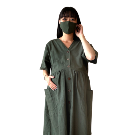 ชุดคลุมท้อง Maternity Casual Button Dress 2