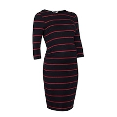 ชุดคลุมท้อง Red and Silver Striped Maternity Tube Dress TD518