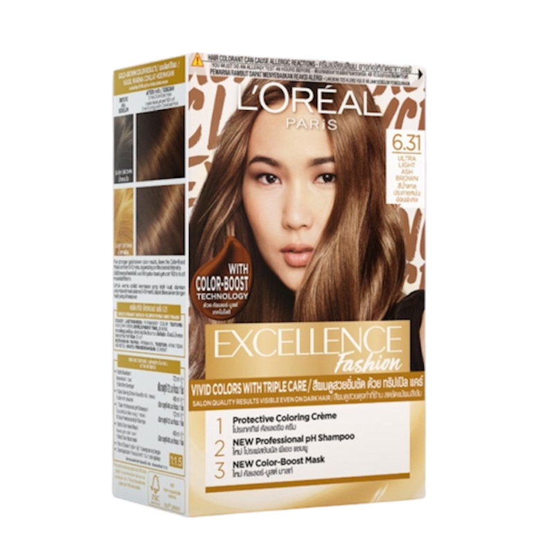 สีผม Bambi Brown ครีมเปลี่ยนสีผม Excellent Fashion Ultra Light Ash Brown 1
