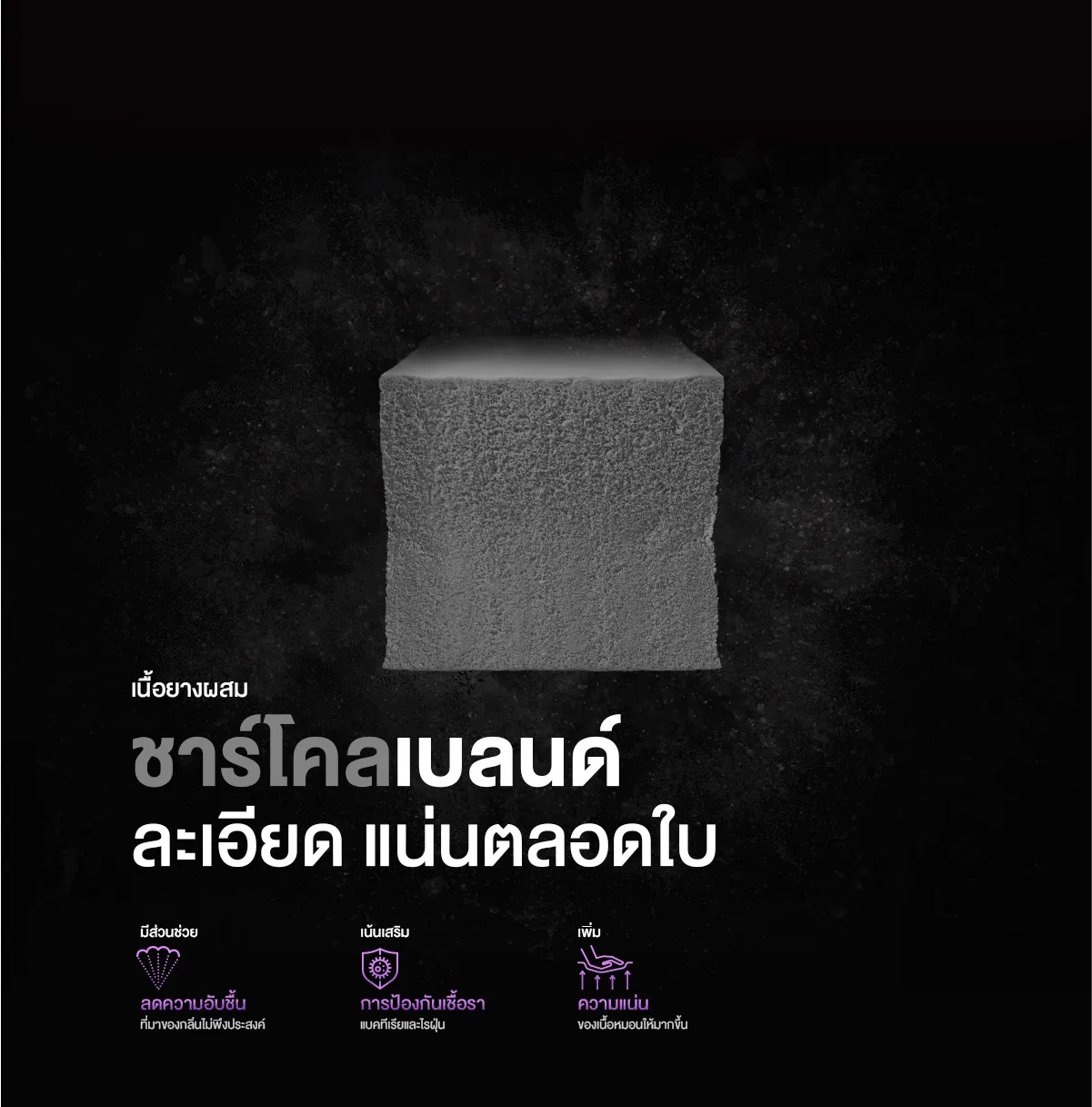 หมอนยางพารา รุ่น Double Slopes Black Charcoal  5