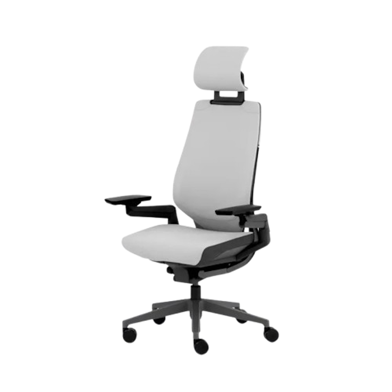 เก้าอี้ Steelcase ergonomic รุ่น Gesture โครงเงิน หุ้มผ้าสีเทาอ่อน 1