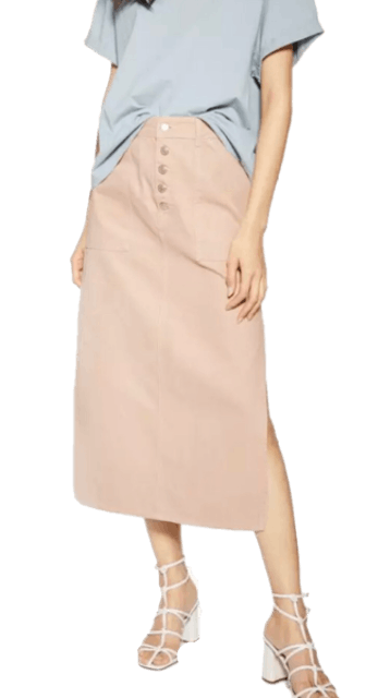 กระโปรงยีนส์ รุ่น Mink Denim Button Through Midi Skirt 05T71QROS 2