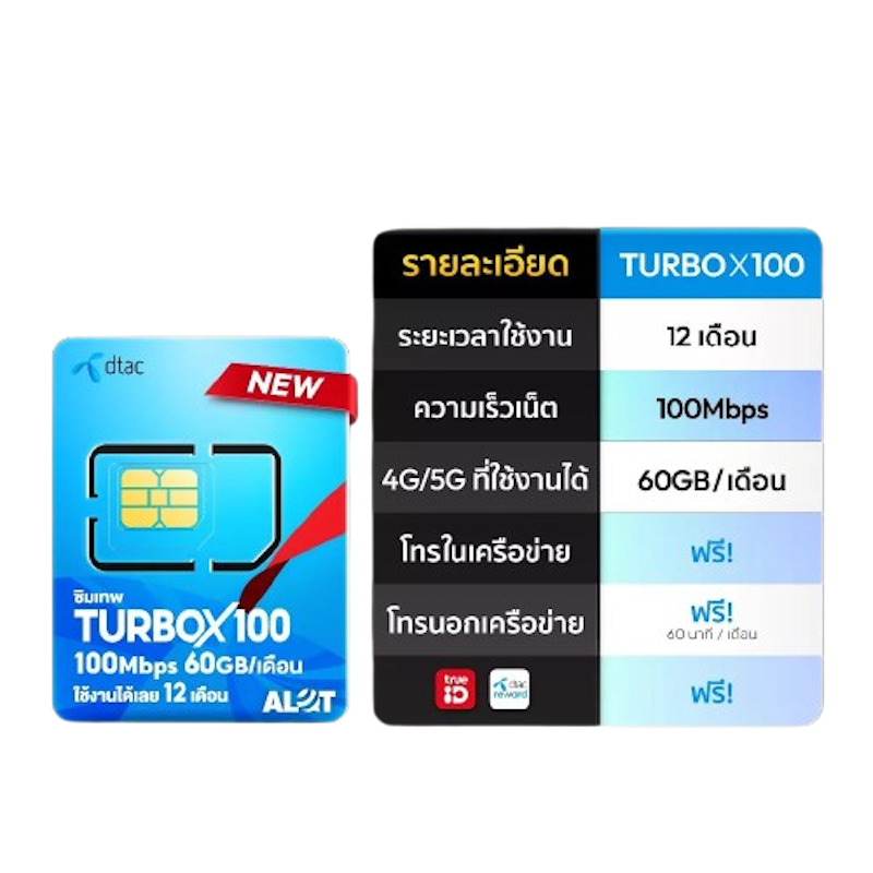Turbo X 100 ซิมรายปี 2