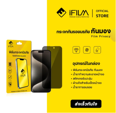ฟิล์มกันมอง ไร้ขอบดำ For iPhone 3