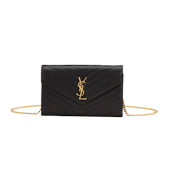 กระเป๋าแบรนด์เนม รุ่น Monogram Chain Wallet In Grain De Poudre Embossed Leather