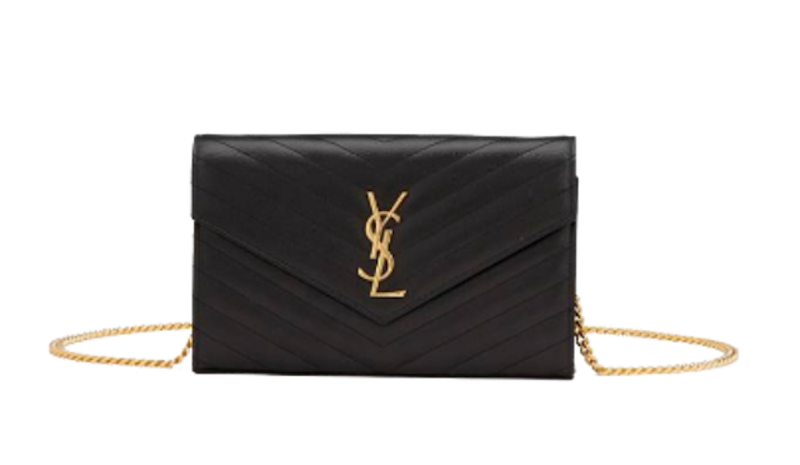 กระเป๋าแบรนด์เนม รุ่น Monogram Chain Wallet In Grain De Poudre Embossed Leather 1