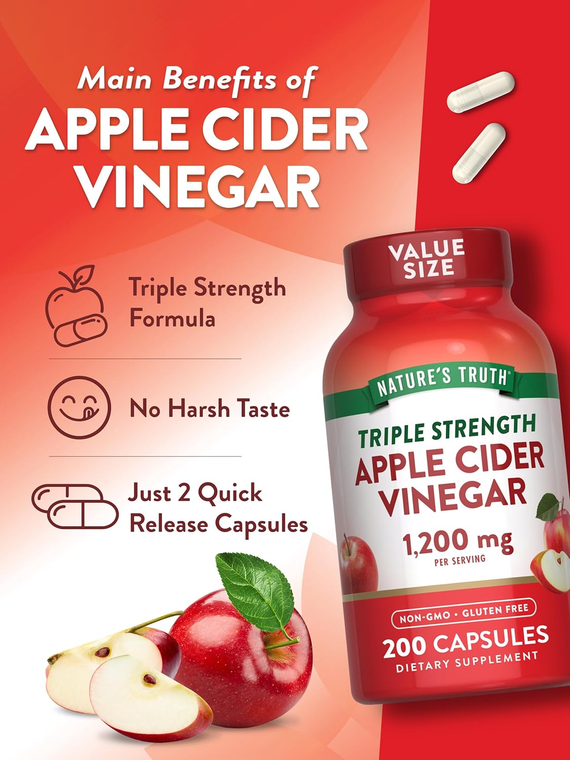แอปเปิ้ล ไซเดอร์ Apple Cider Vinegar 1200 mg 2