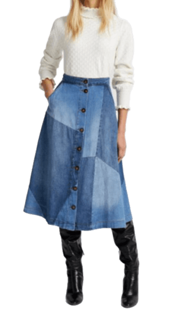 กระโปรงยีนส์ รุ่น Patchwork Midi Skirt 0662780 2