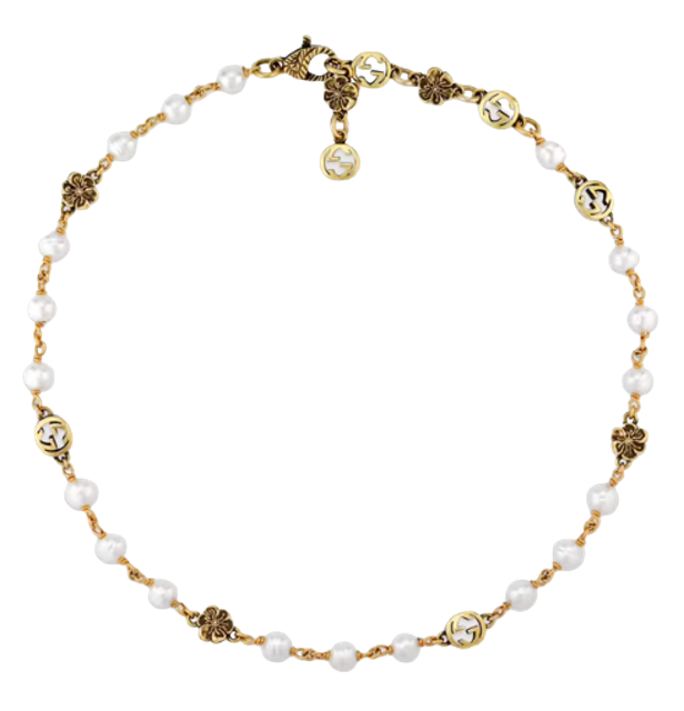 สร้อยคอแบรนด์เนม ผู้หญิง รุ่น Interlocking G flower pearl necklace 1