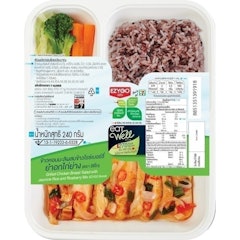 อาหาร IF ในเซเว่น ข้าวหอมมะลิผสมข้าวไรซ์เบอร์รี ยำอกไก่ย่าง
