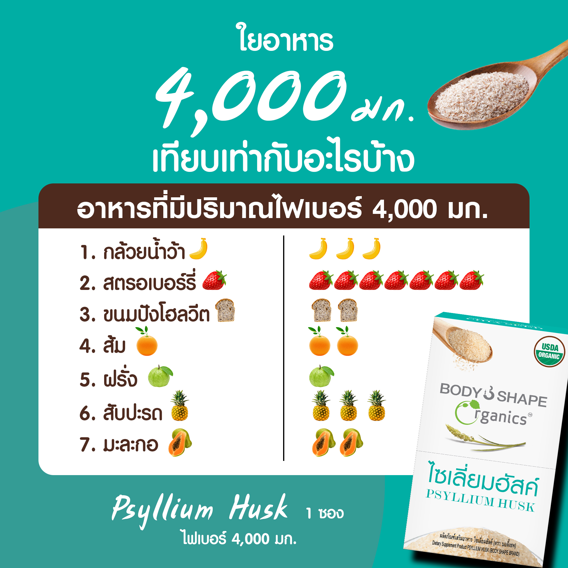 Organic Psyllium Husk ไซเลี่ยมฮัสค์ 3