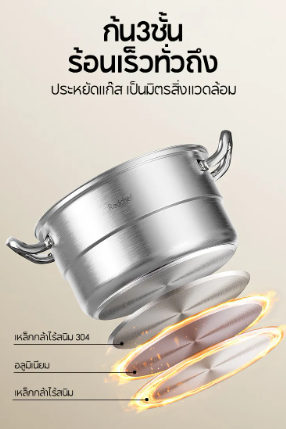 หม้อนึ่งขนาด 28 ซม. แบบ 2/3 ชั้น 3