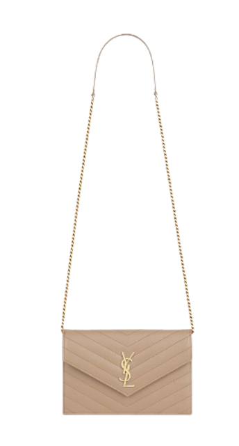กระเป๋าแบรนด์เนม ราคาไม่เกิน 50,000 รุ่น Cassandre Saint Laurent Matelassé Envelope Chain Wallet In Grain De Poudre Embossed Leather  3