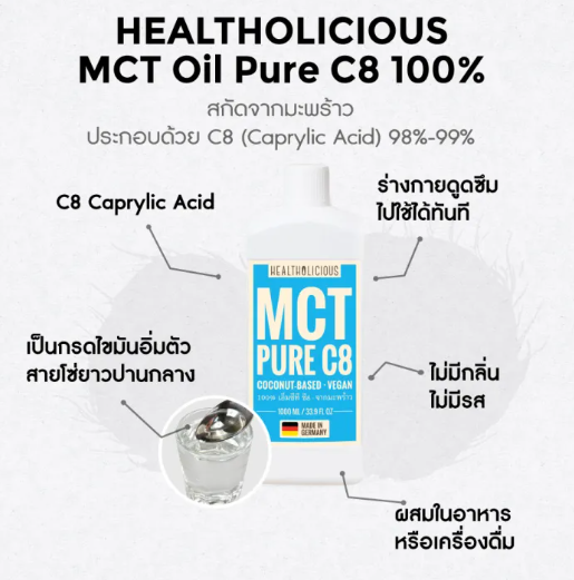 MCT Oil C8 Pure เอ็มซีทีออยล์ น้ำมันมะพร้าว 3