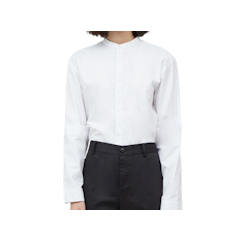 Womne's Long Sleeve White Oxford Chinese Collar Shirt