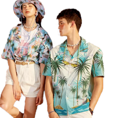ชุดคู่รักไปทะเล เสื้อเชิ้ตฮาวายแขนสั้น