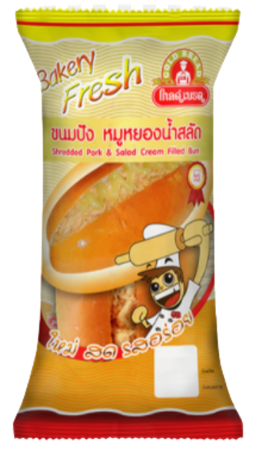 ขนมปังเซเว่น หมูหยองน้ำสลัด  1