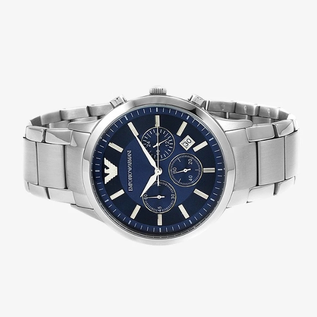 Classic Chronograph Navy Blue Dial - Silver 2