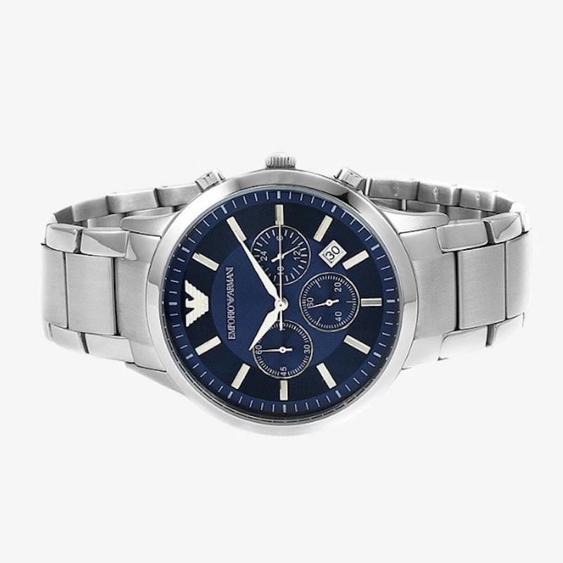 Classic Chronograph Navy Blue Dial - Silver 2