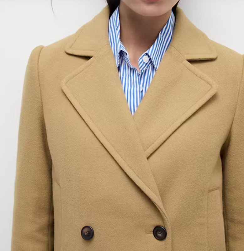 Double Breasted Short Peacoat With Wool 2