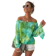 YOINS ชุดมัดย้อมไปทะเล Tie Dye Off ไหล่เสื้อสตรีแขนยาว 1