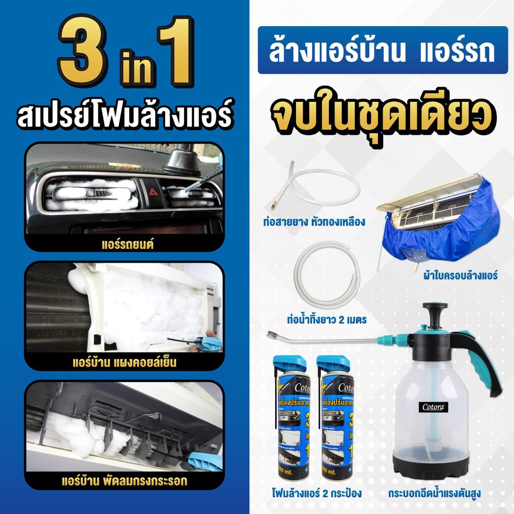 โฟมล้างแอร์ Cotora 3-in-1  3