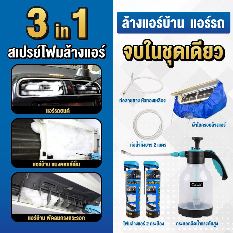 โฟมล้างแอร์ Cotora 3-in-1 3