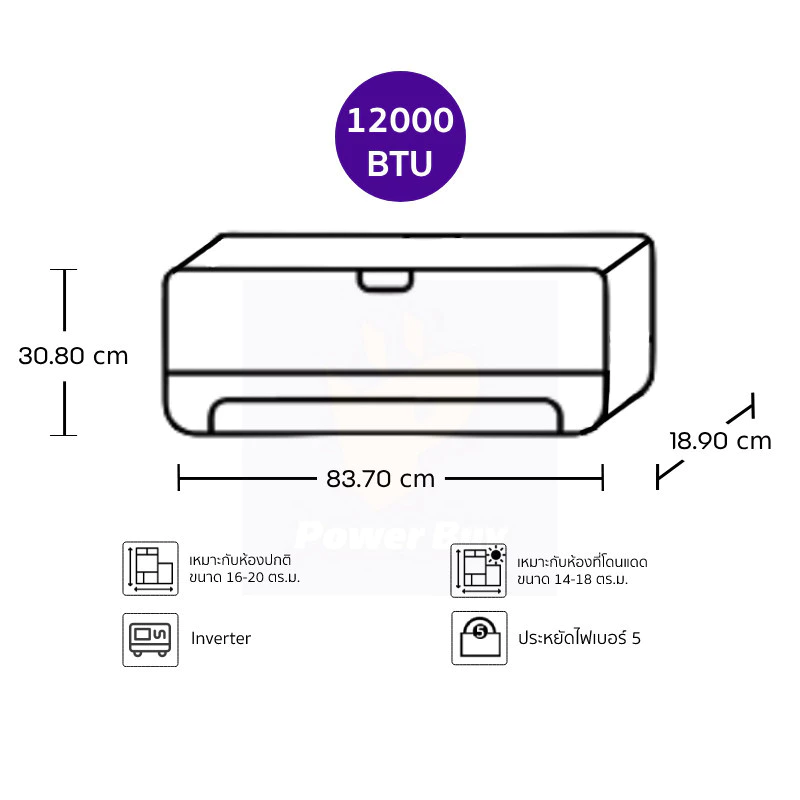 แอร์ติดผนัง 12000 BTU Inverter 3