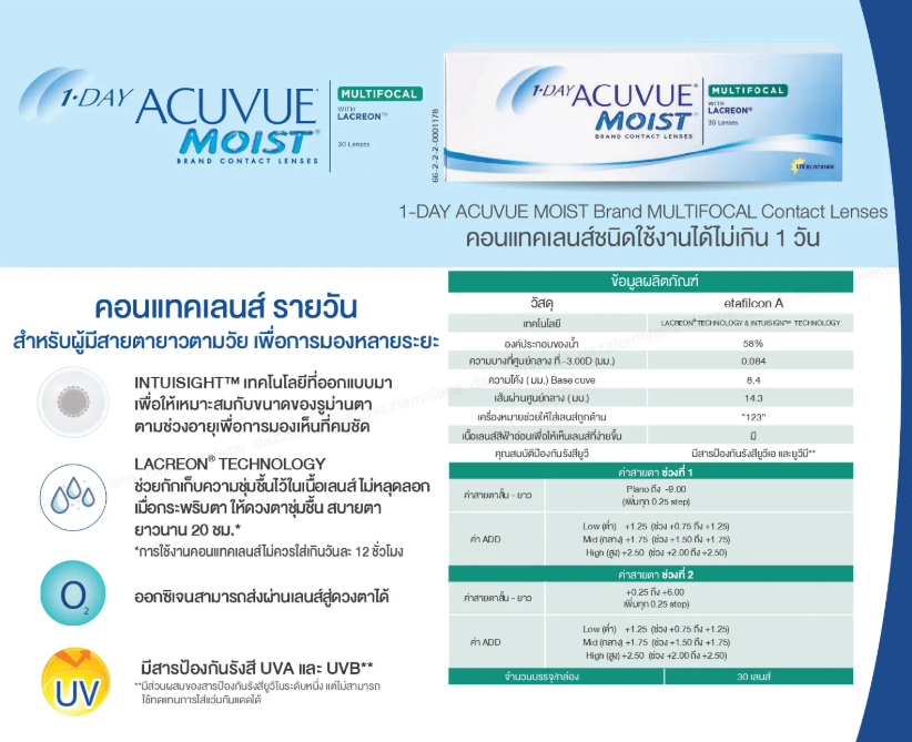 1 - Day Acuvue Moist Multifocal คอนแทคเลนส์สายตายาว 2