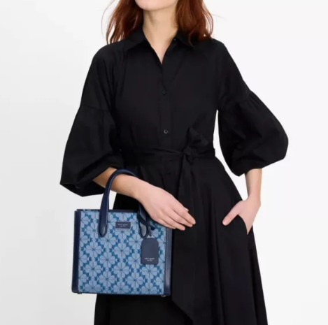 Spade Flower Jacquard Denim Manhattan Small Tote 3