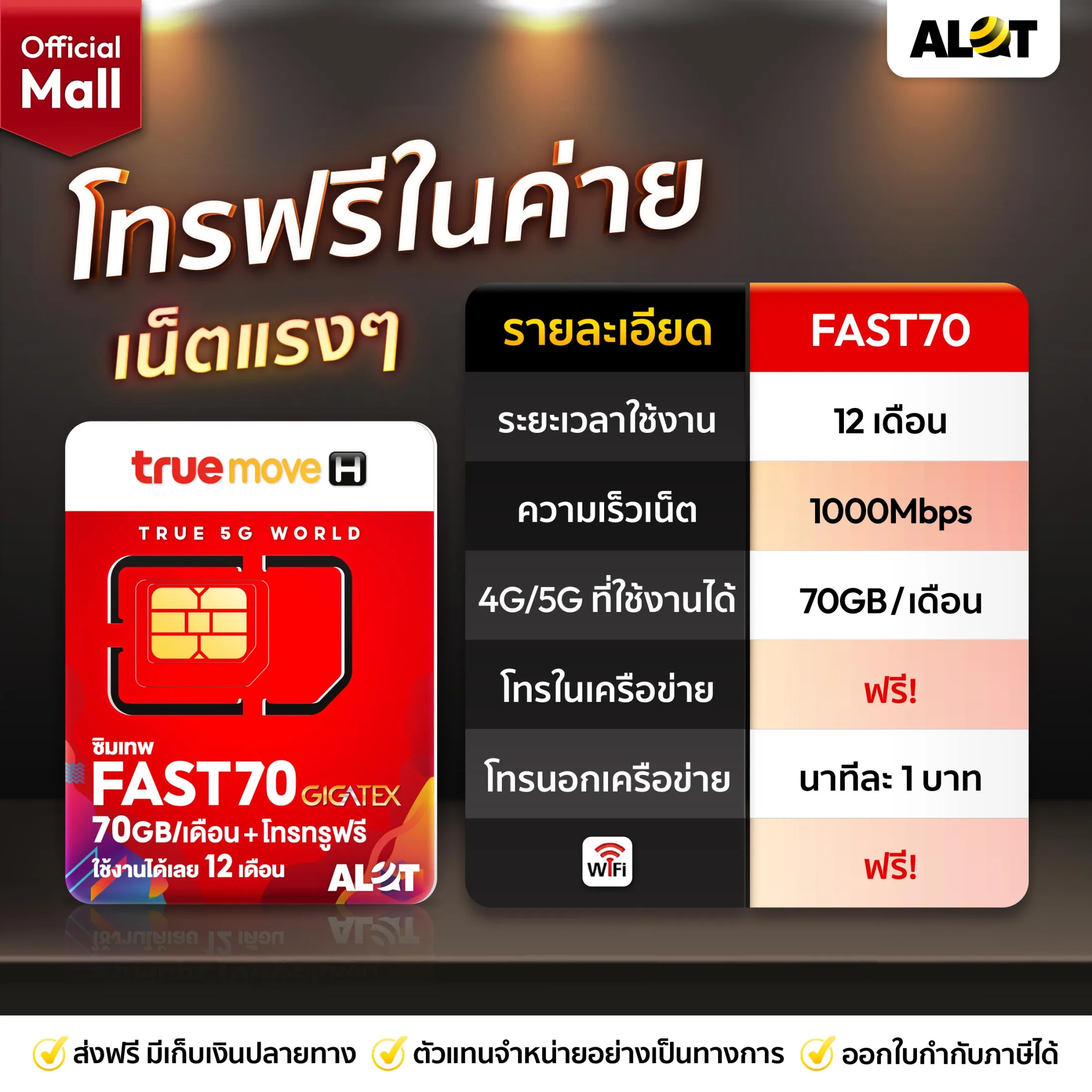 ซิมเทพทรู Fast70 3