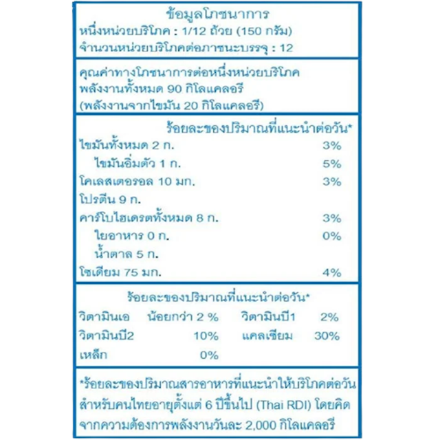 โยเกิร์ตรสธรรมชาติ โยลิดา สูตรไขมันต่ำ 2