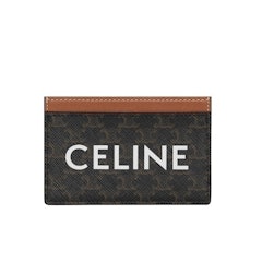 กระเป๋าใส่บัตร ผู้หญิง Card holder in Triomphe canvas with Celine Print - Tan