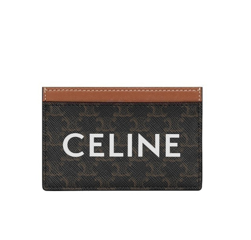 กระเป๋าใส่บัตร ผู้หญิง Card holder in Triomphe canvas with Celine Print - Tan 1